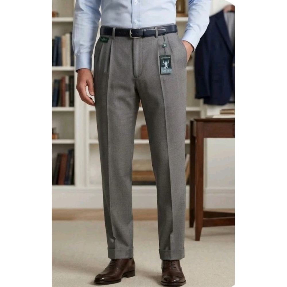 NWT Lauren Ralph Lauren Mens Dress Pants 40x30 Gray Classic Fit Pleated Stretch